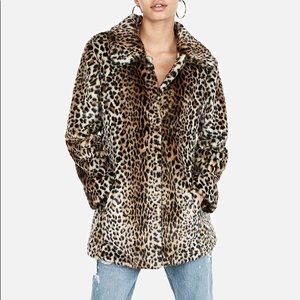 Express Leopard Print Faux Fur Jacket